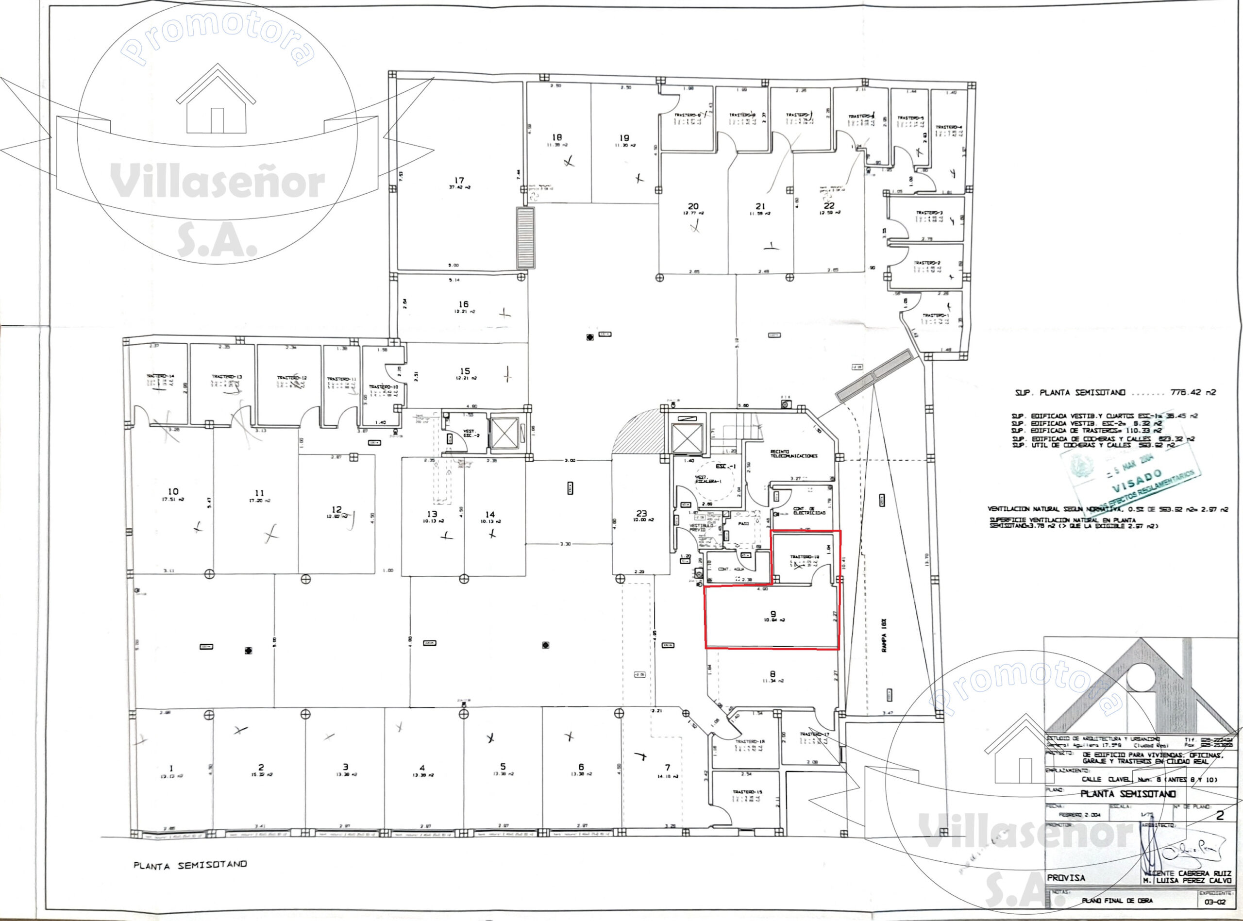 CLAVEL Sotano COCHERA 9 Y Trast 18 Scaled